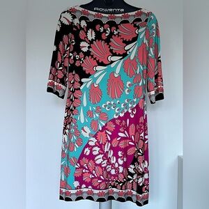 Donna Morgan Multicolor Floral Shift Dress - Turquoise, Pink, Black